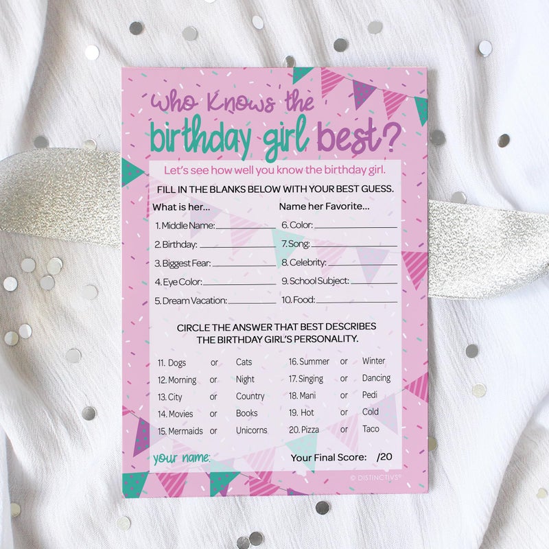 DISTINCTIVS Who Knows The Birthday Girl Best 5x7 Cards, 10 Count - Sleepover Games, How Well Do You Know The Birthday Girl - Image 5
